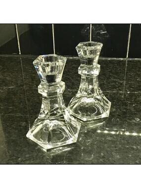 Clear Glass Taper Candle Holders